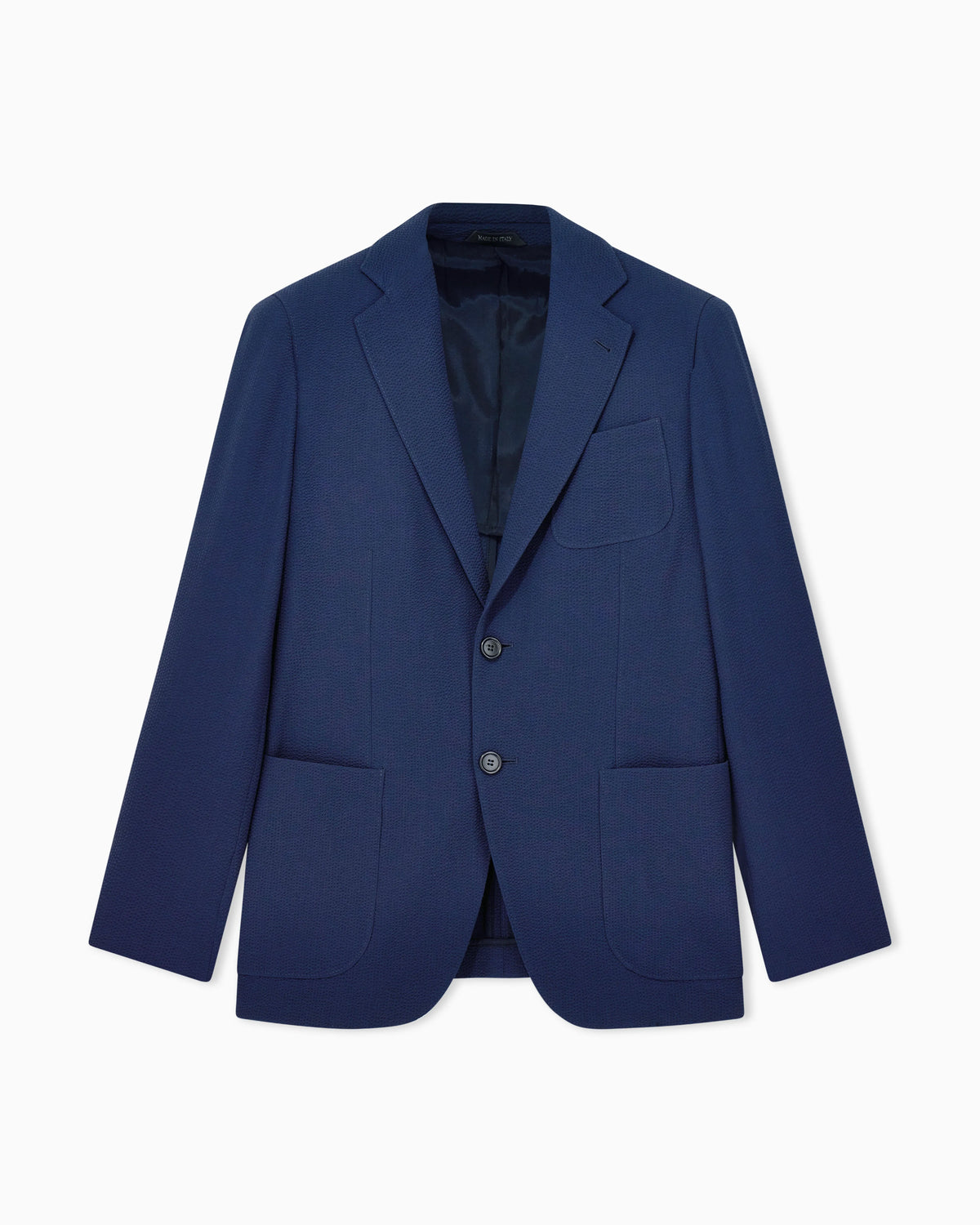 Single-breasted virgin wool seersucker jacket