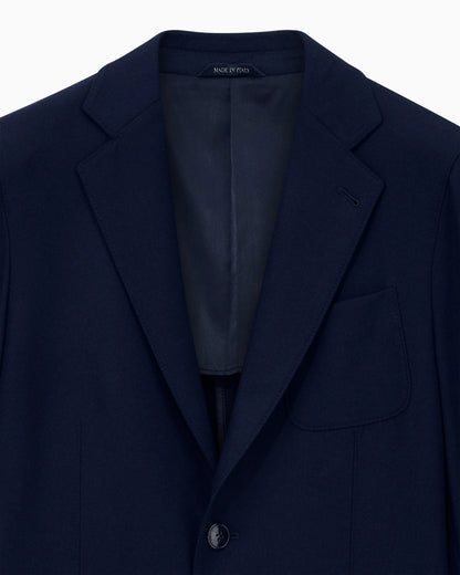 Unlined single-breasted stretch cashmere jacket with two buttons