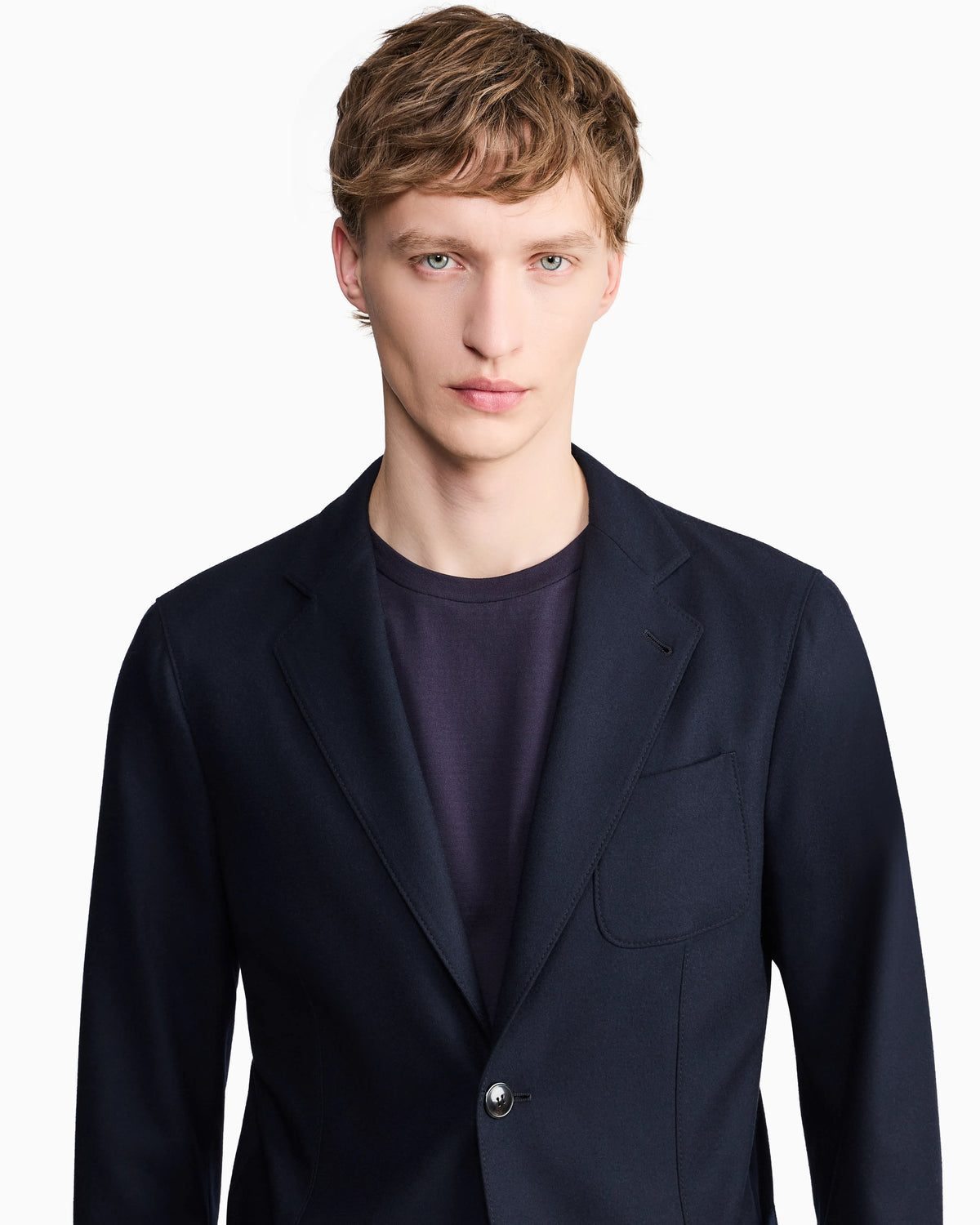 Unlined single-breasted stretch cashmere jacket with two buttons
