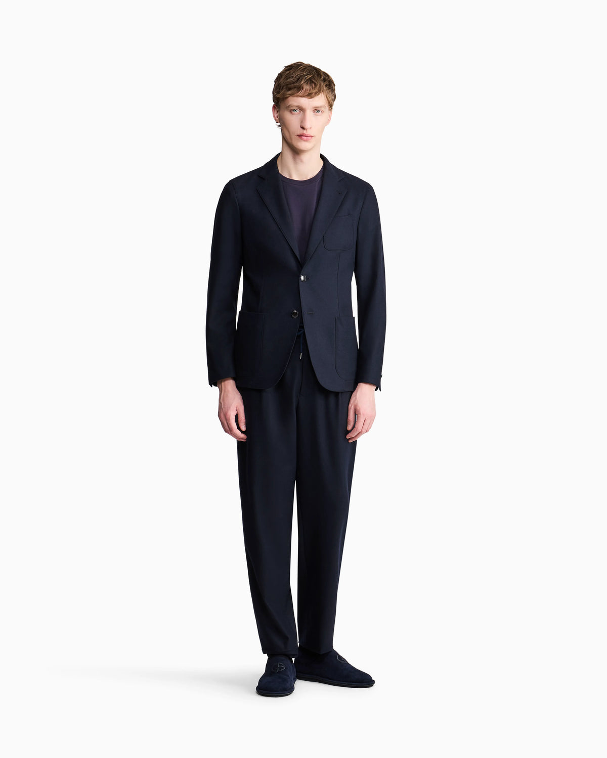 Unlined single-breasted stretch cashmere jacket with two buttons