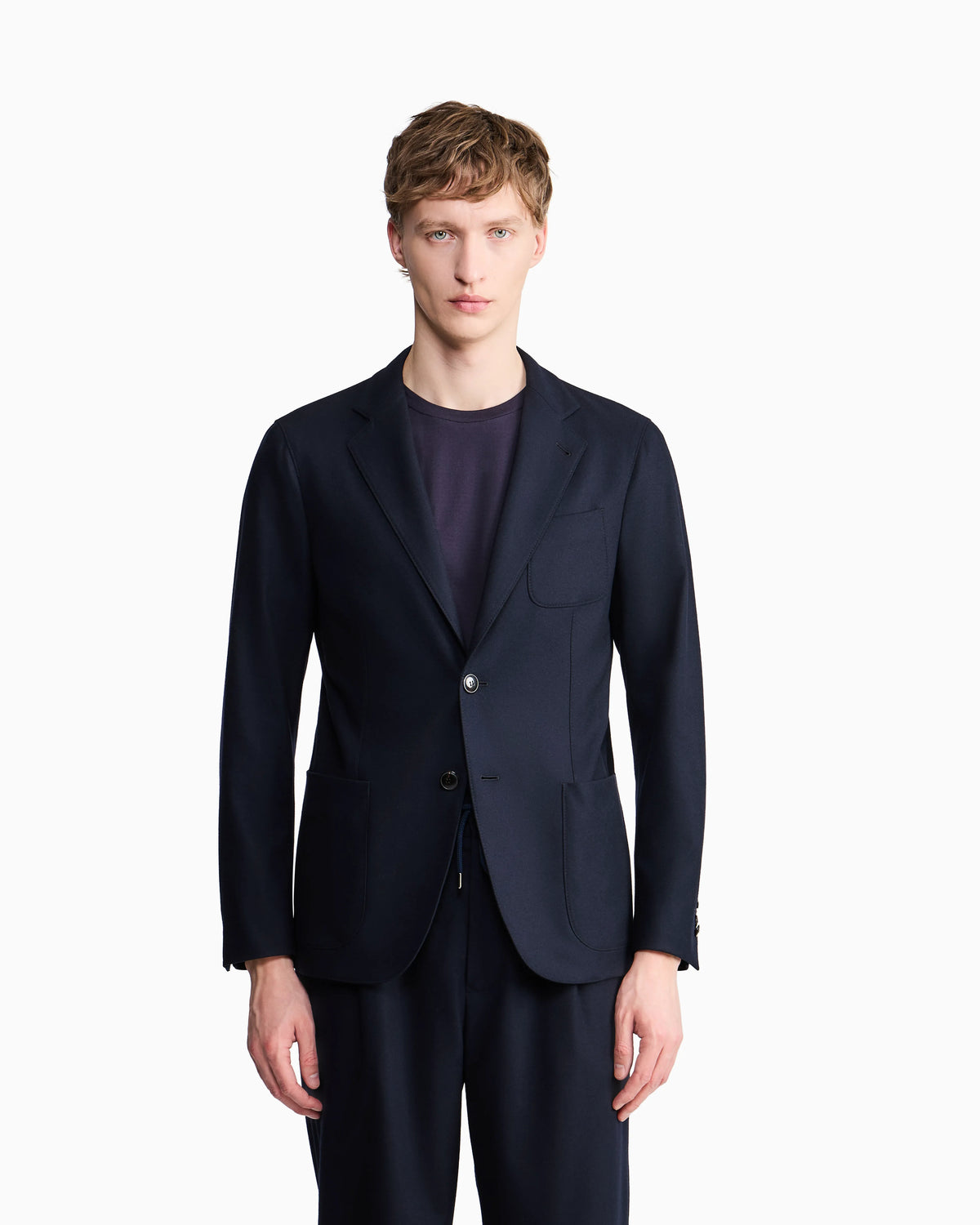Unlined single-breasted stretch cashmere jacket with two buttons