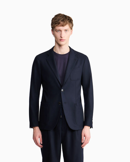 Unlined single-breasted stretch cashmere jacket with two buttons