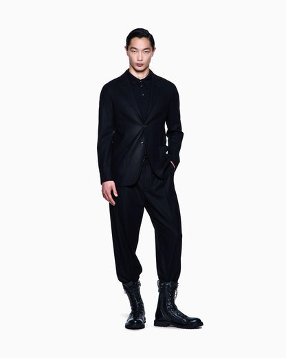 Unlined single-breasted stretch cashmere jacket with two buttons