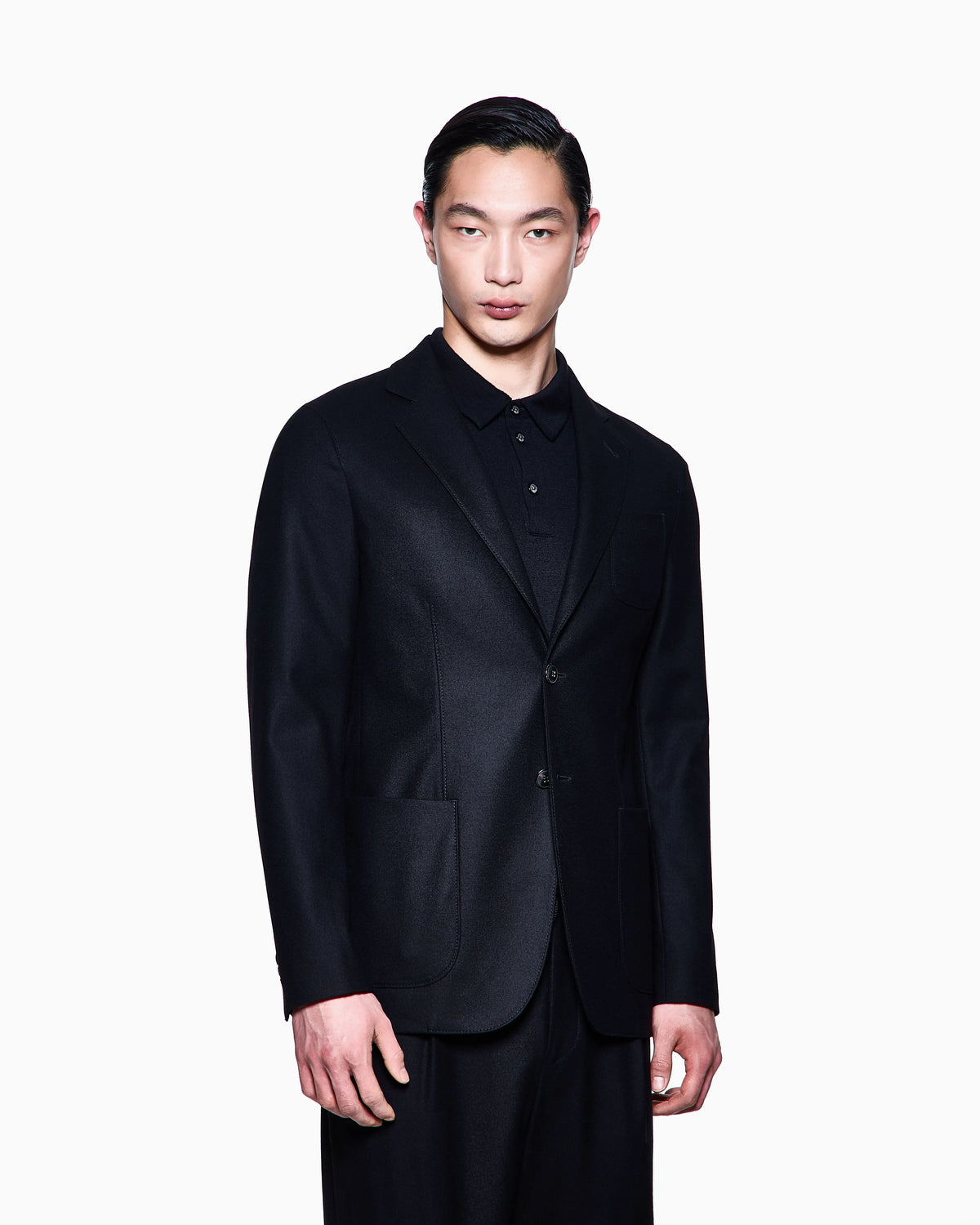 Unlined single-breasted stretch cashmere jacket with two buttons