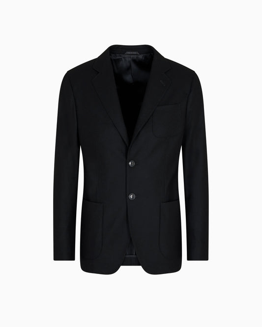 Unlined single-breasted stretch cashmere jacket with two buttons