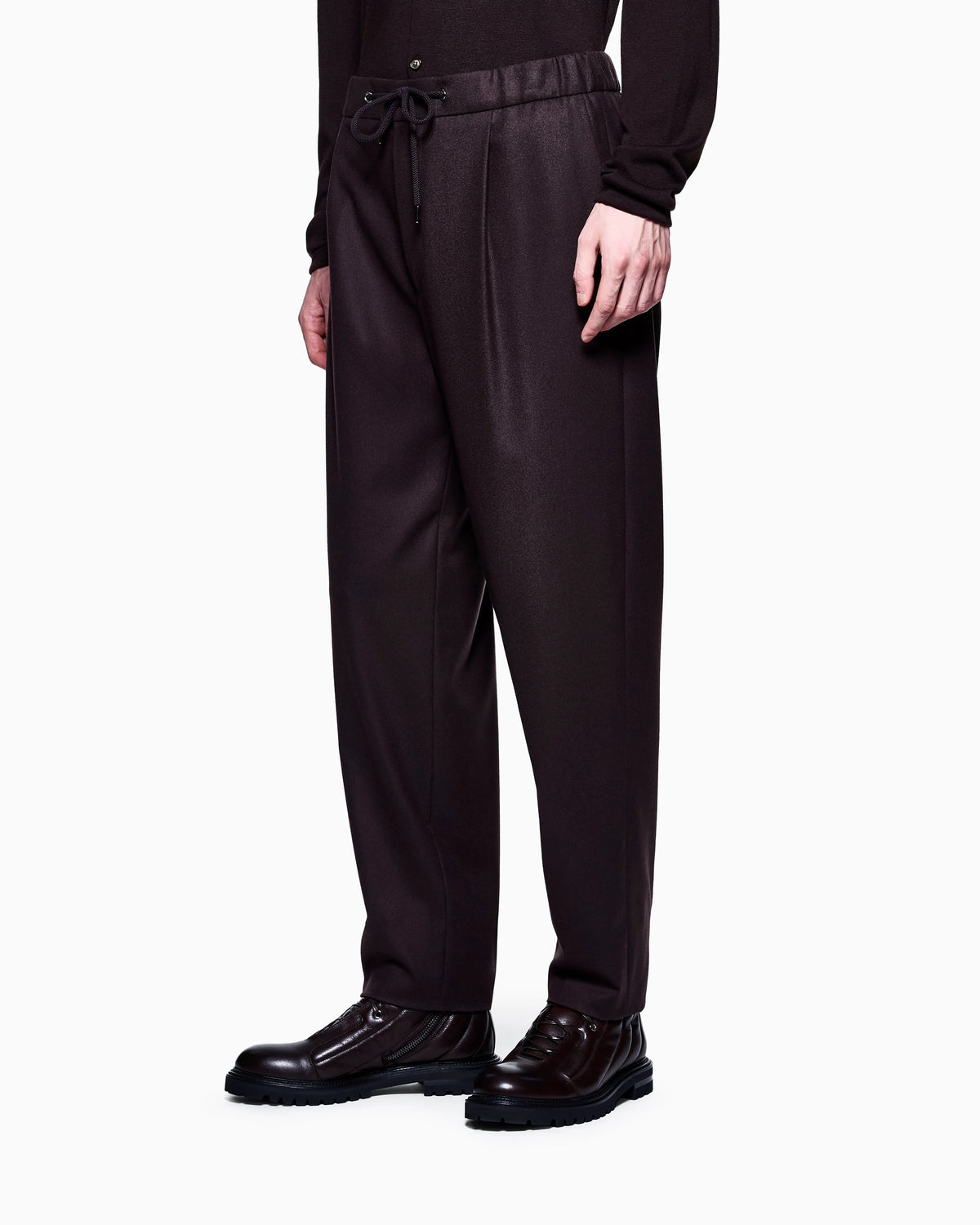 Trouser Cashmere regular fit solid stretch drap