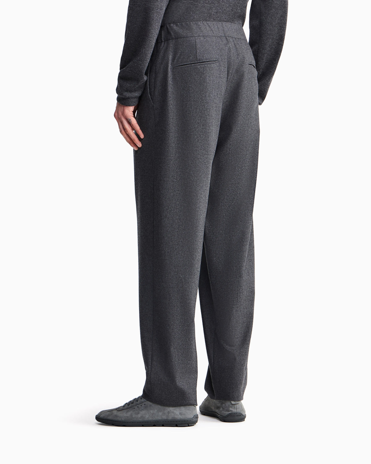 Trouser Cashmere regular fit solid stretch drap