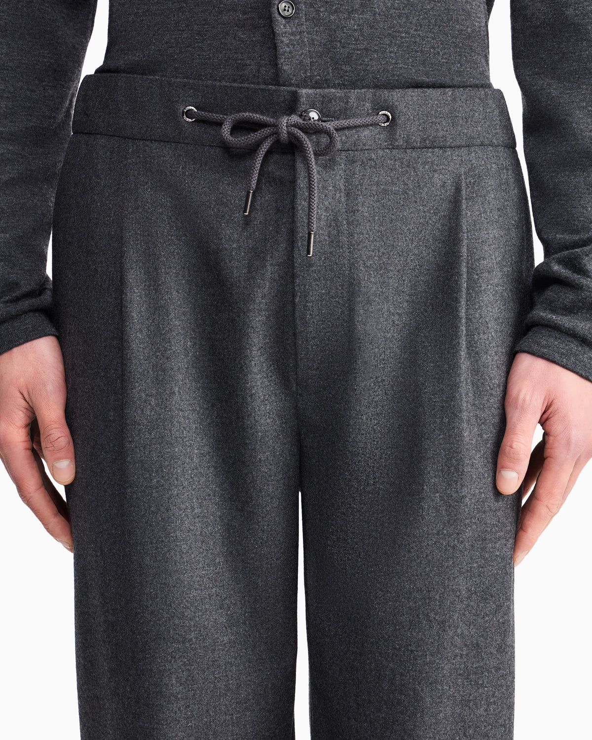 Trouser Cashmere regular fit solid stretch drap