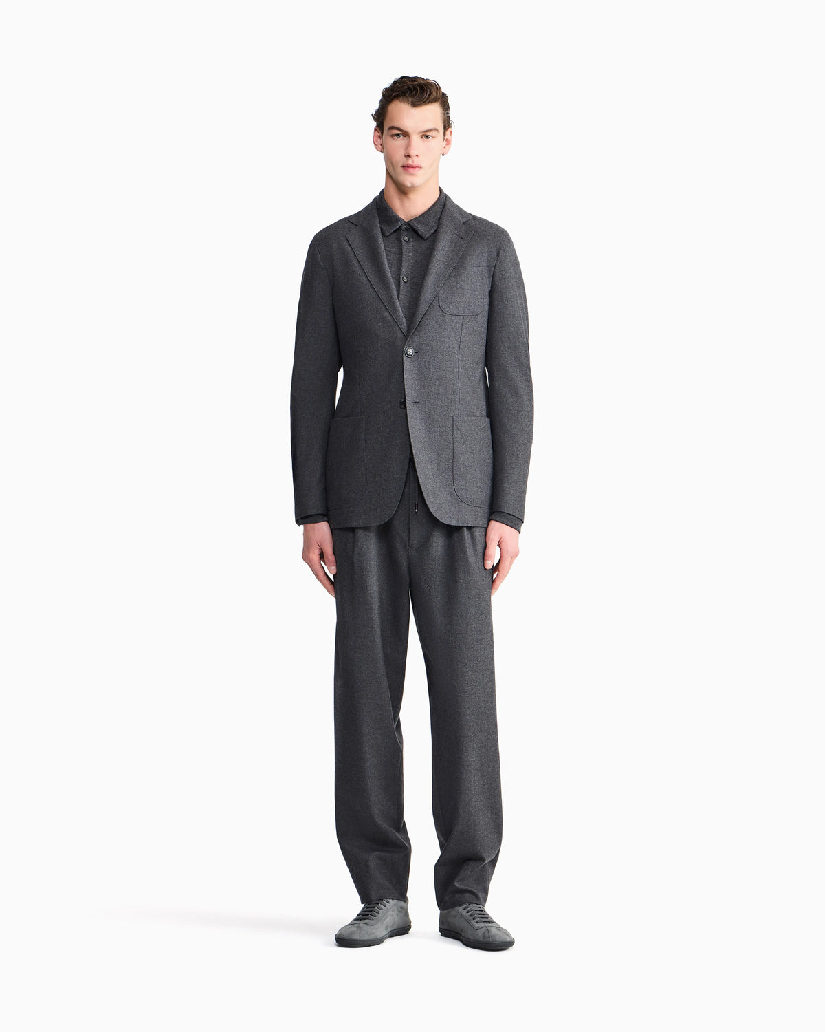 Trouser Cashmere regular fit solid stretch drap