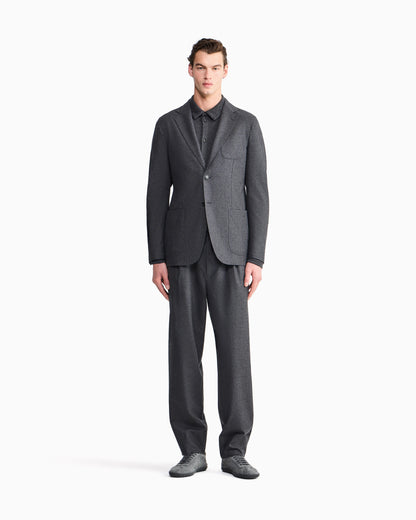 Trouser Cashmere regular fit solid stretch drap