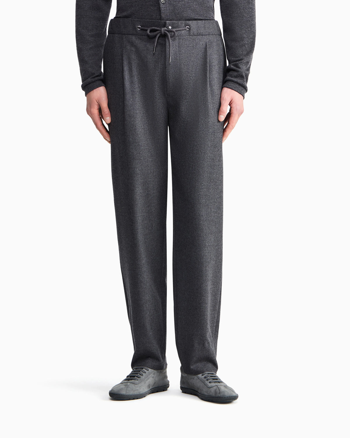 Trouser Cashmere regular fit solid stretch drap