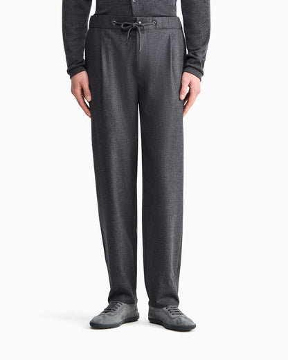 Trouser Cashmere regular fit solid stretch drap