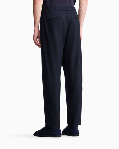 Trouser Cashmere regular fit solid stretch drap