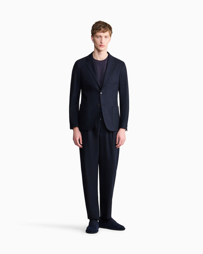 Trouser Cashmere regular fit solid stretch drap