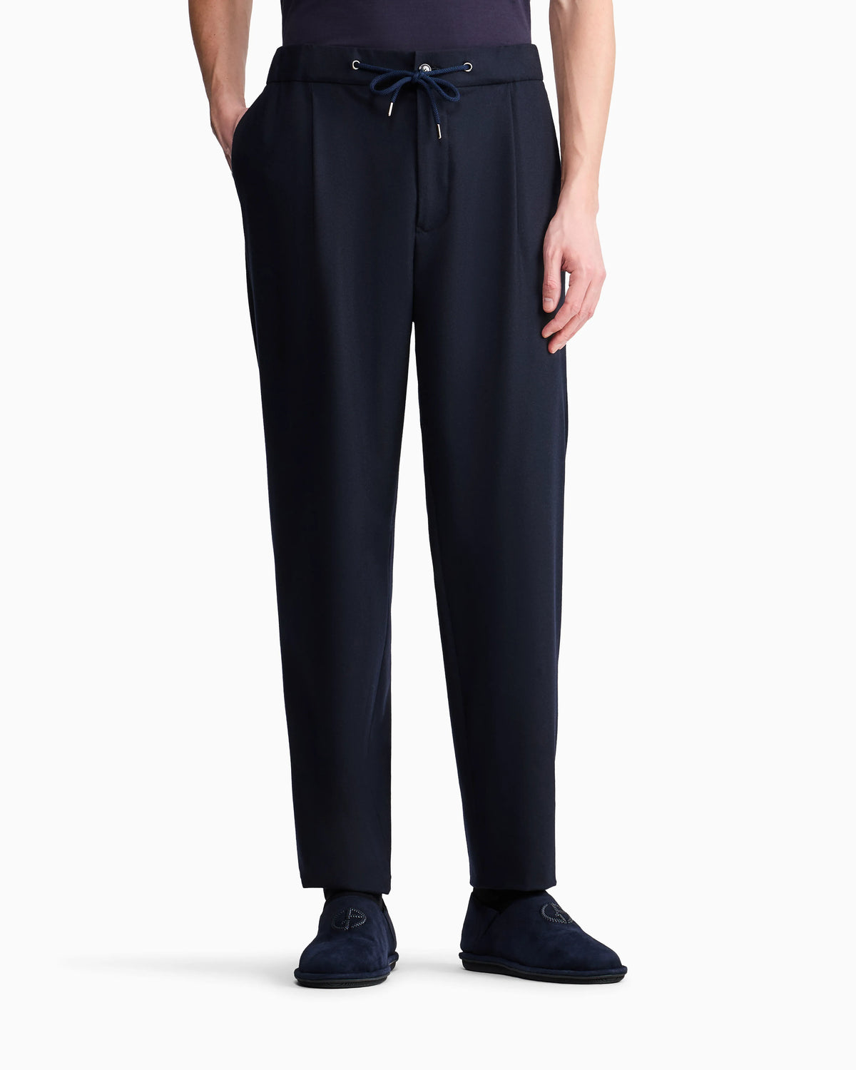 Trouser Cashmere regular fit solid stretch drap