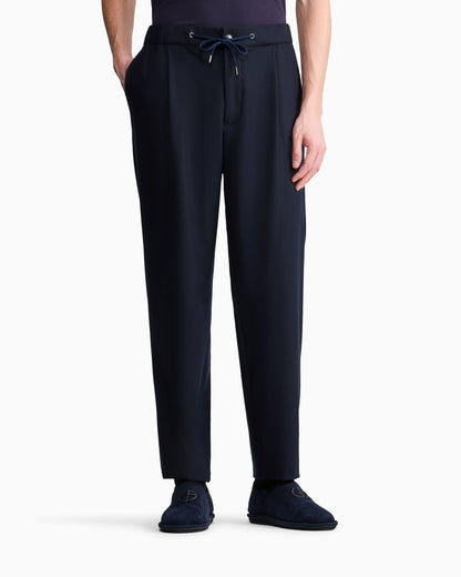 Trouser Cashmere regular fit solid stretch drap
