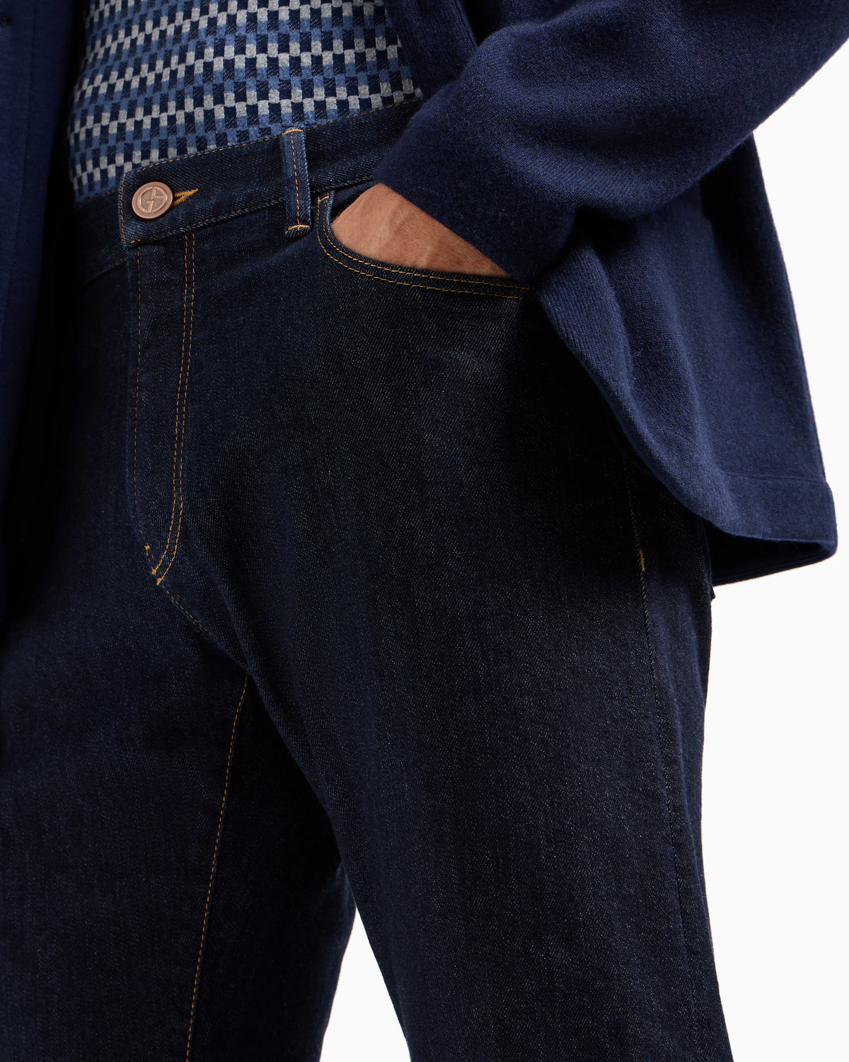 Five-pocket, regular-fit, stretch-cotton denim trousers
