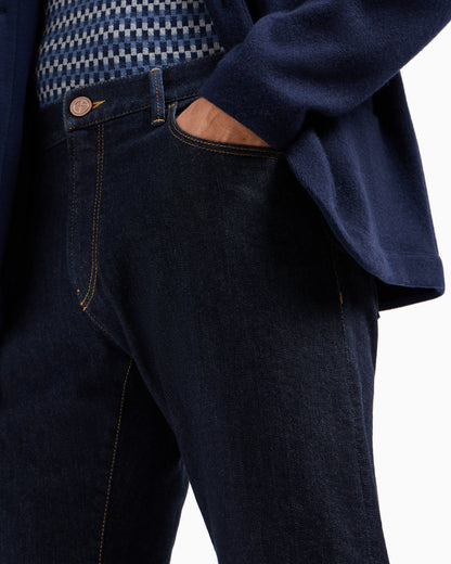 Five-pocket, regular-fit, stretch-cotton denim trousers