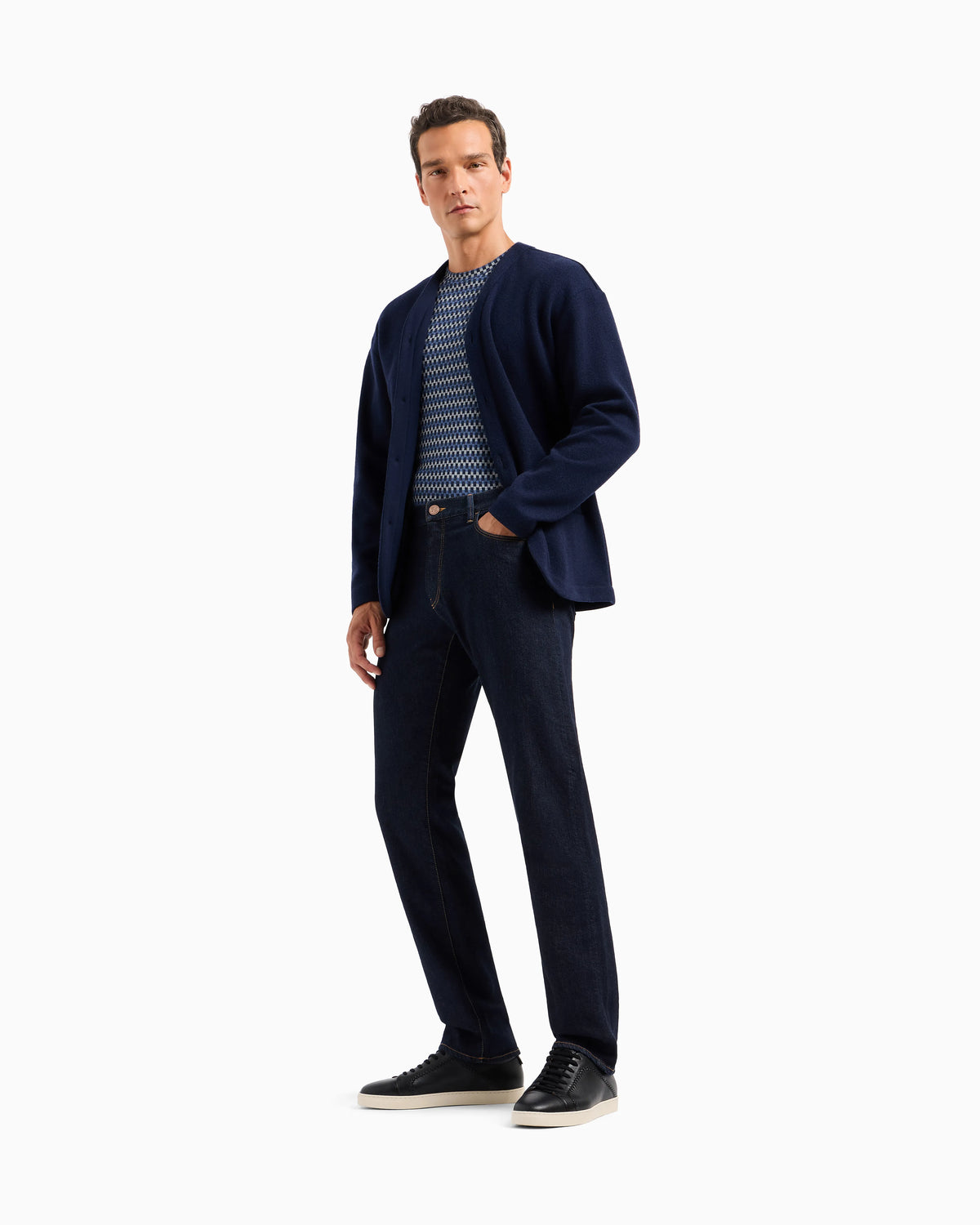Five-pocket, regular-fit, stretch-cotton denim trousers
