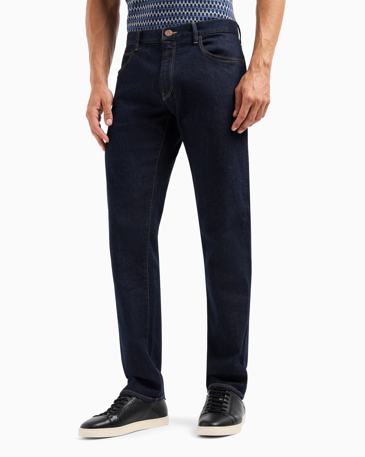 Five-pocket, regular-fit, stretch-cotton denim trousers