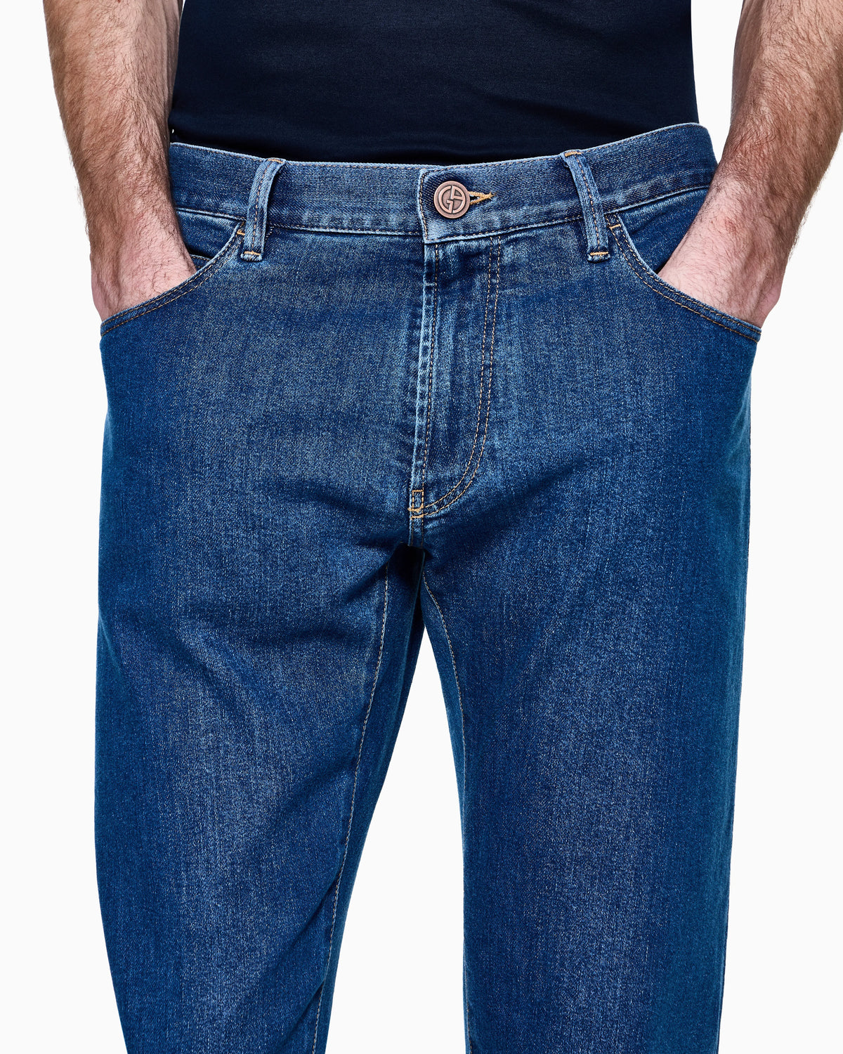 Five-pocket, regular-fit, stretch-cotton denim trousers