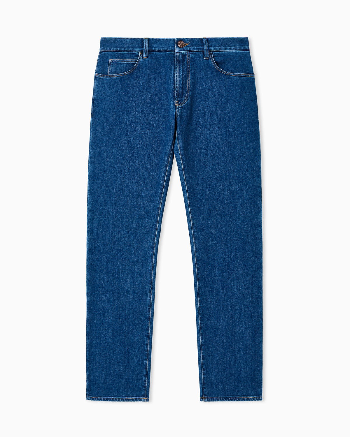 Five-pocket, regular-fit, stretch-cotton denim trousers