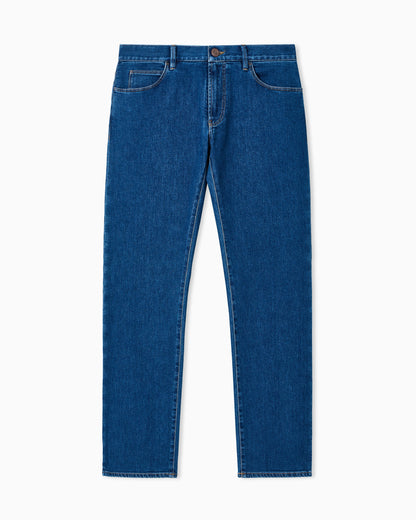 Five-pocket, regular-fit, stretch-cotton denim trousers