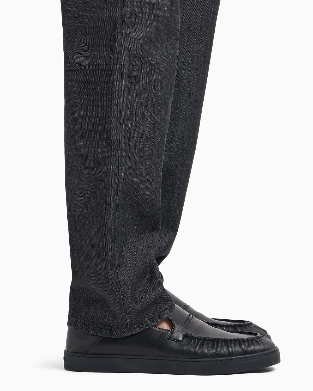 Stretch cotton and silk, regular-fit, five-pocket trousers