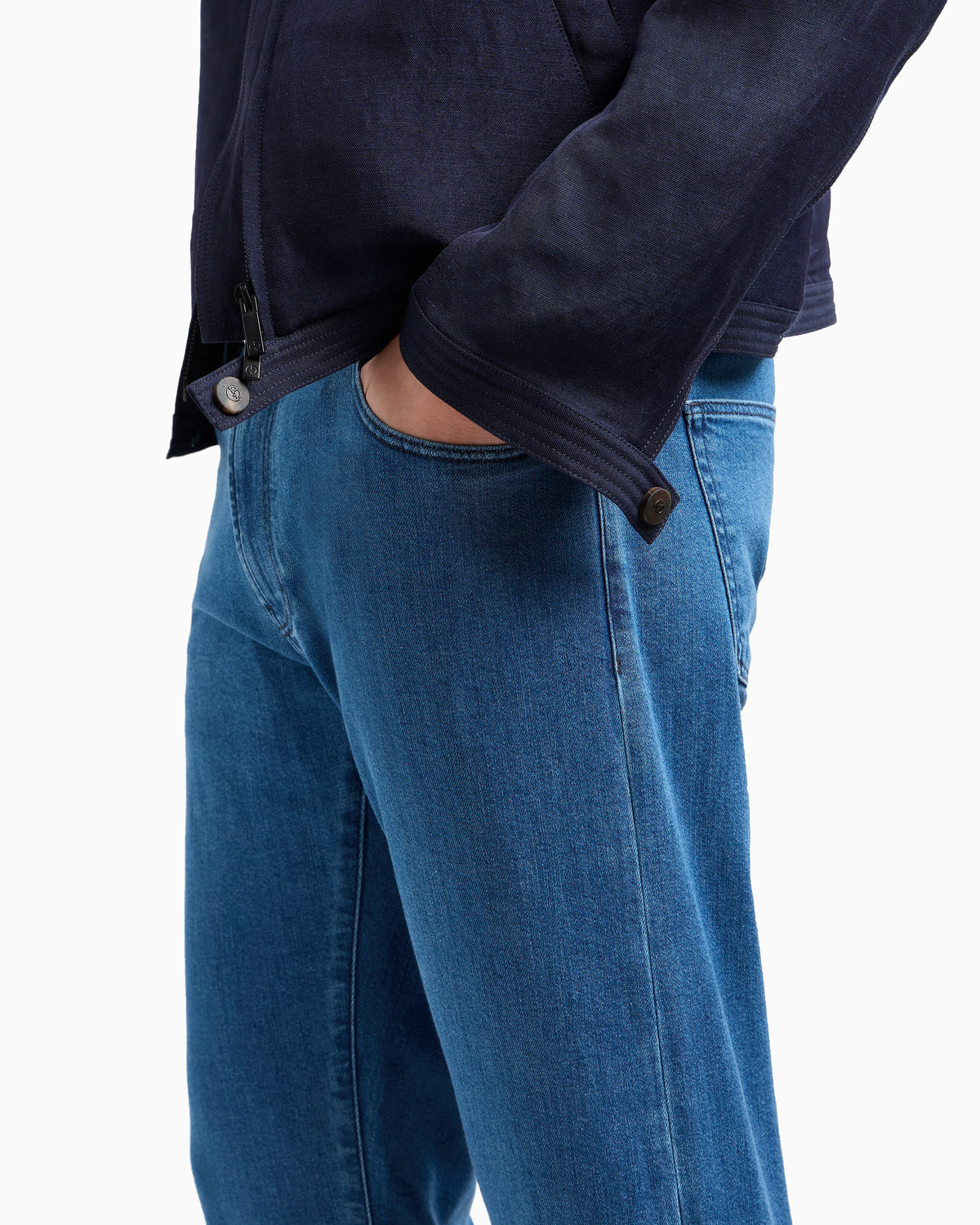 Five-pocket, regular-fit, stretch cotton-denim trousers