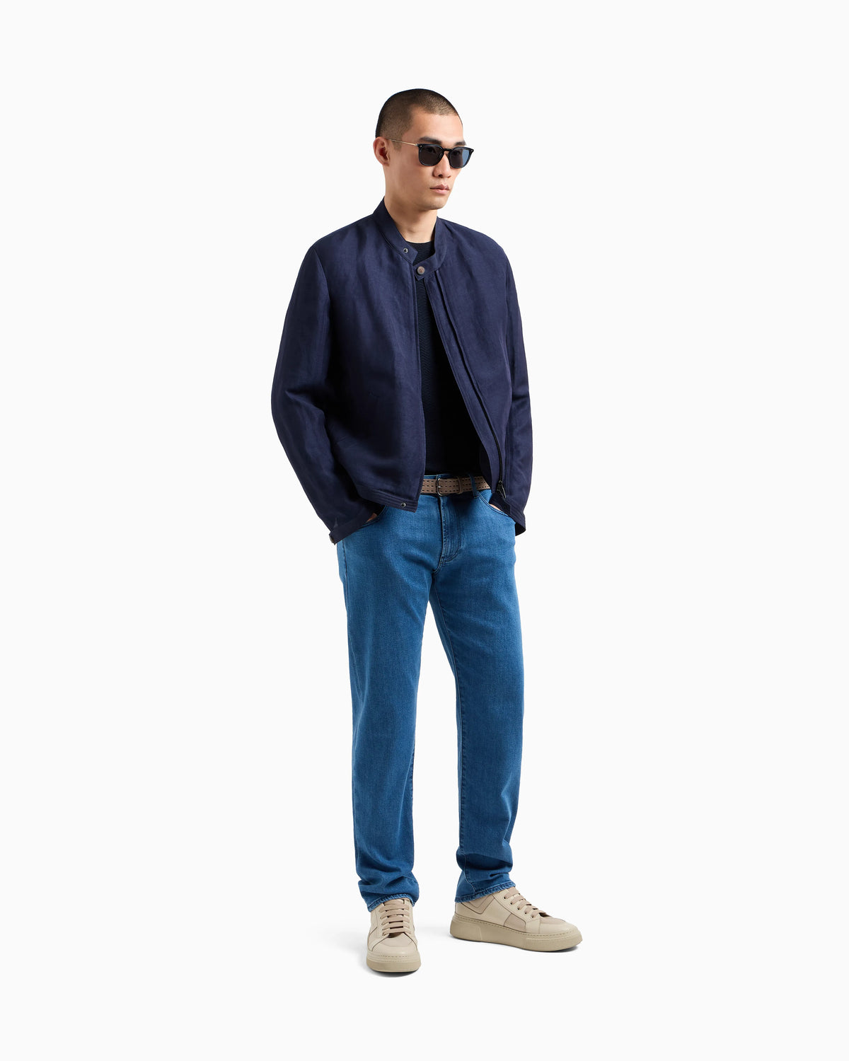 Five-pocket, regular-fit, stretch cotton-denim trousers