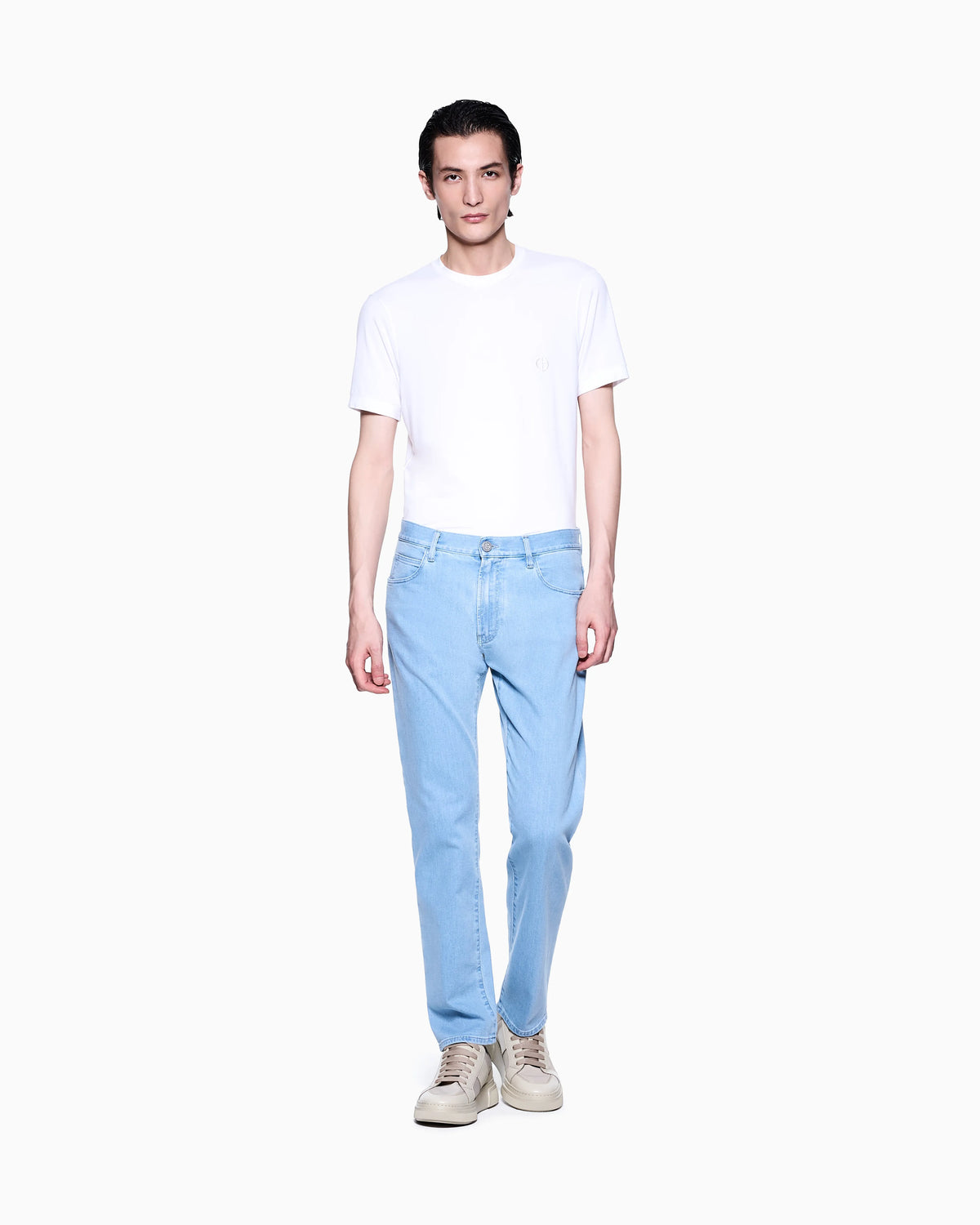 Five-pocket, regular-fit, stretch cotton-denim trousers