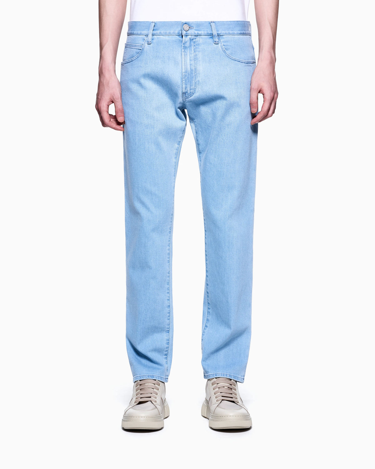 Five-pocket, regular-fit, stretch cotton-denim trousers