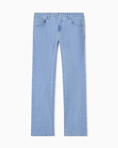 Five-pocket, regular-fit, stretch cotton-denim trousers