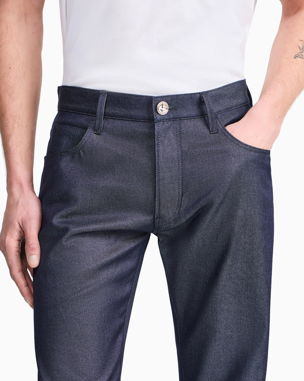 Stretch cotton denim twill jeans
