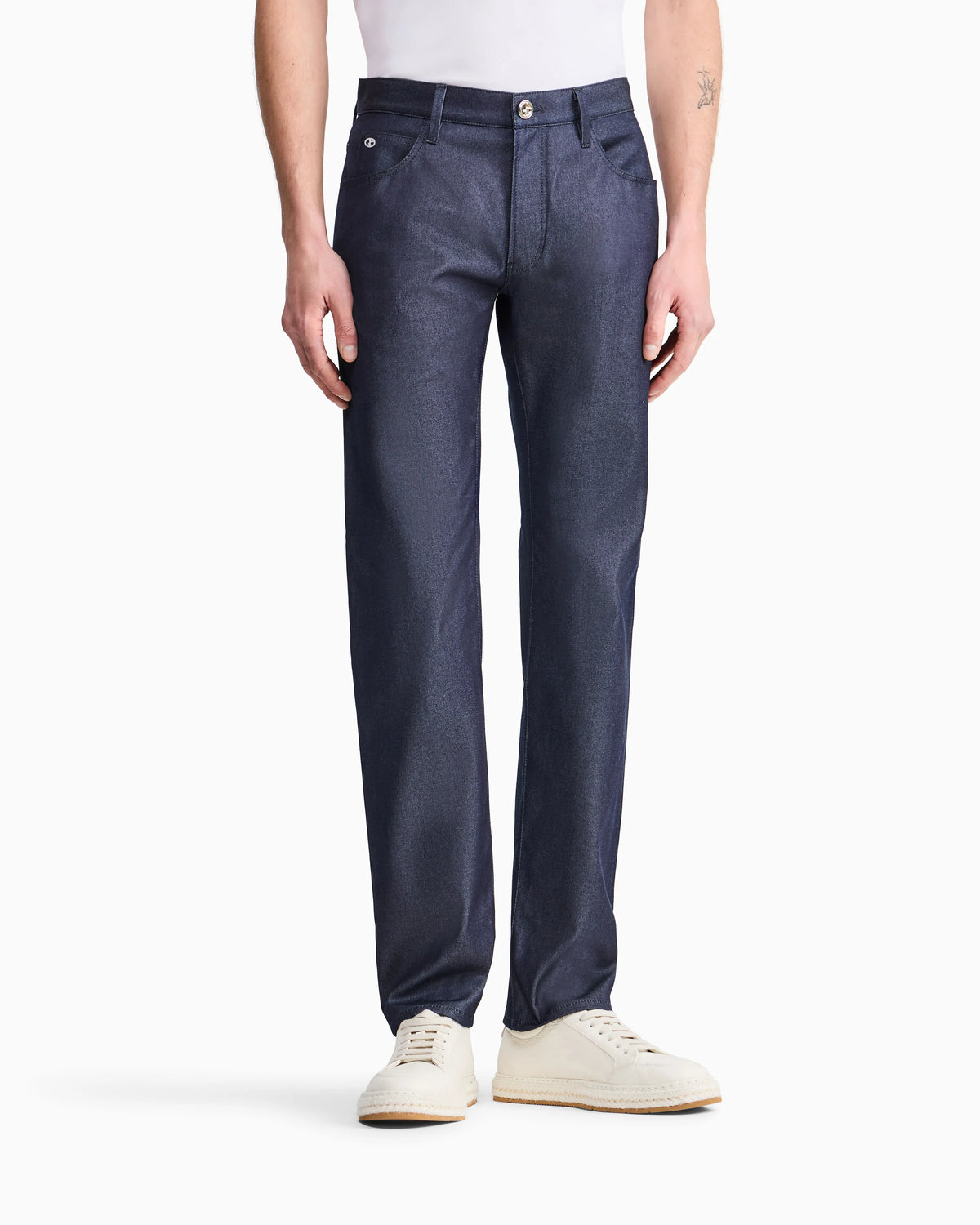 Stretch cotton denim twill jeans