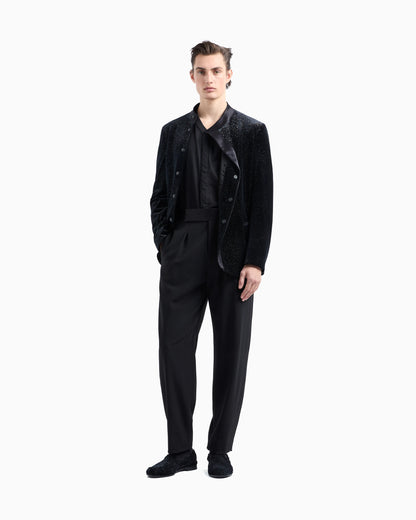 Giorgio's silk interlock shirt with rhinestone piping