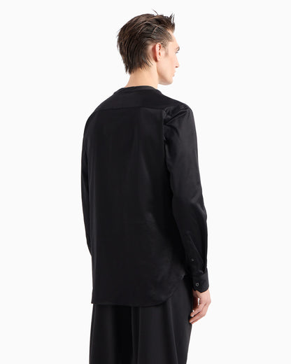 Giorgio's silk interlock shirt with rhinestone piping