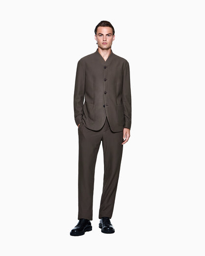 Flat front trousers in a technical gaufré honeycomb fabric