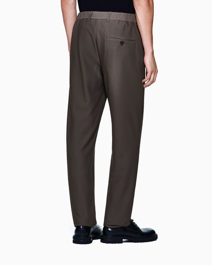 Flat front trousers in a technical gaufré honeycomb fabric