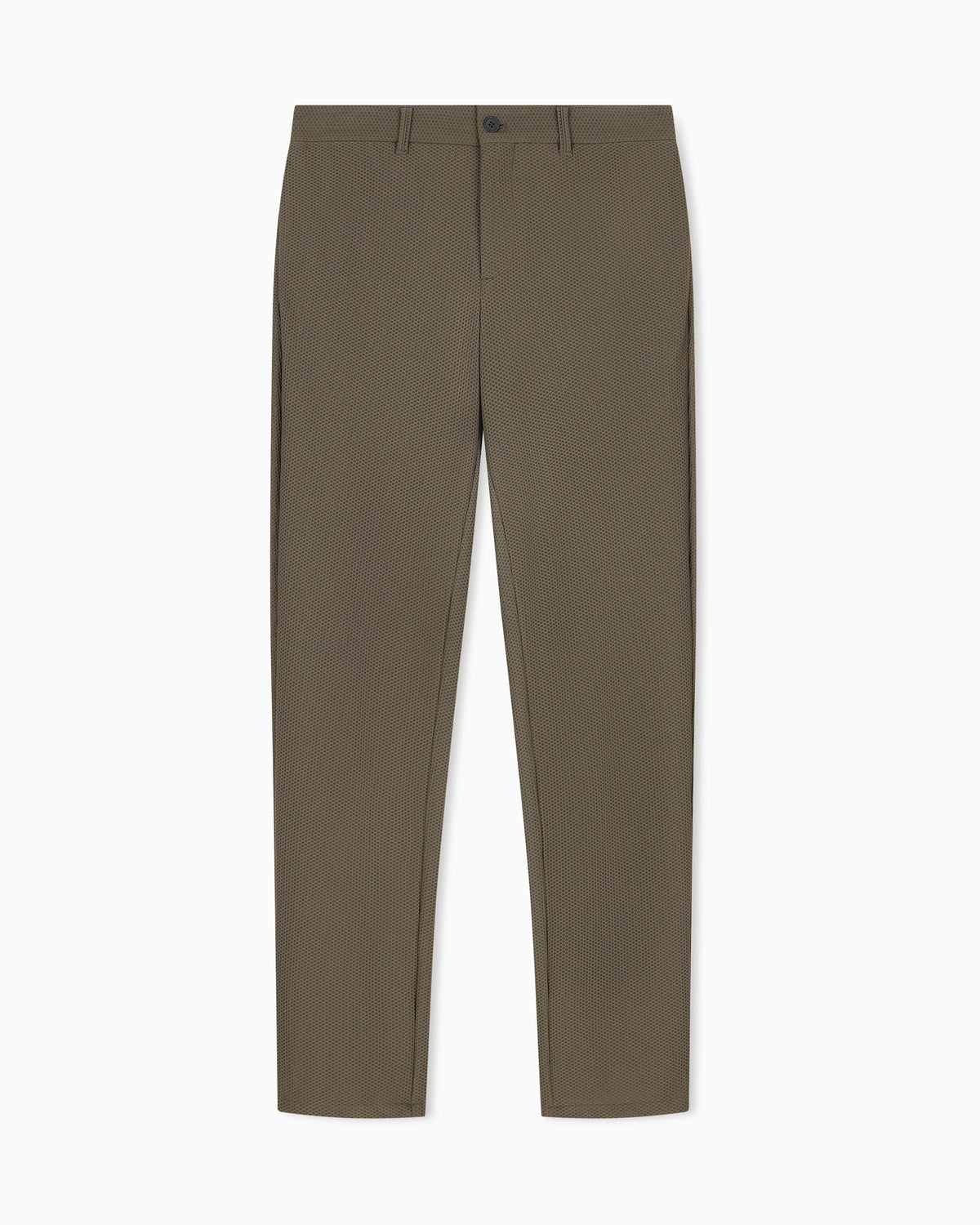 Flat front trousers in a technical gaufré honeycomb fabric