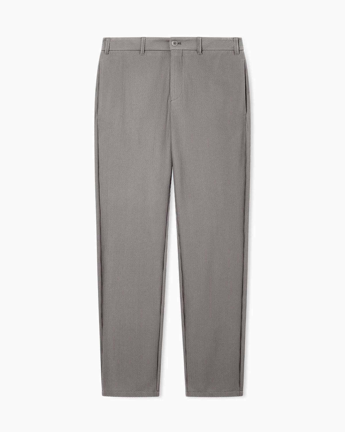 Flat front trousers in a technical gaufré honeycomb fabric