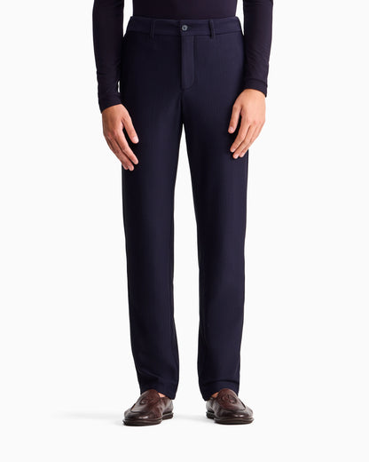 Flat front trousers in a technical gaufré honeycomb fabric
