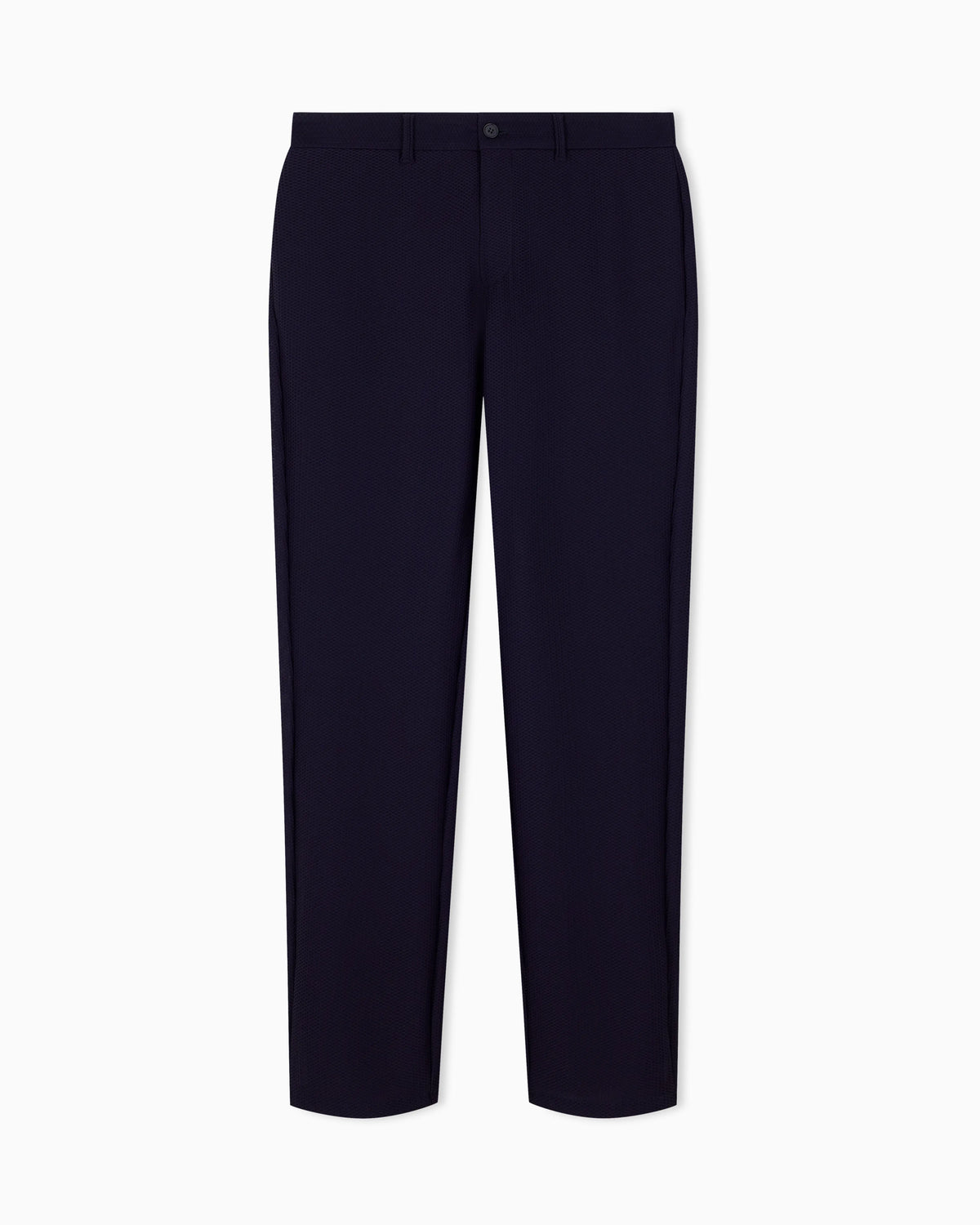 Flat front trousers in a technical gaufré honeycomb fabric