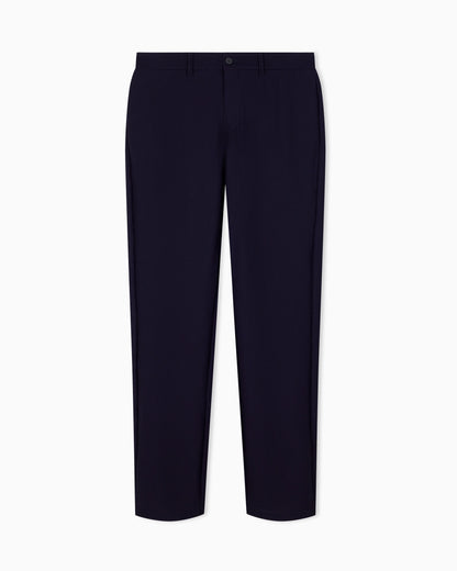 Flat front trousers in a technical gaufré honeycomb fabric