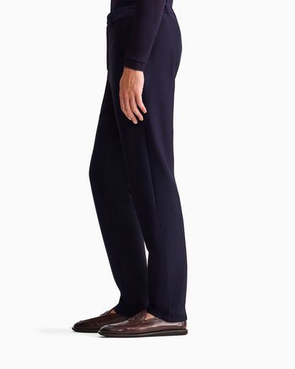 Flat front trousers in a technical gaufré honeycomb fabric