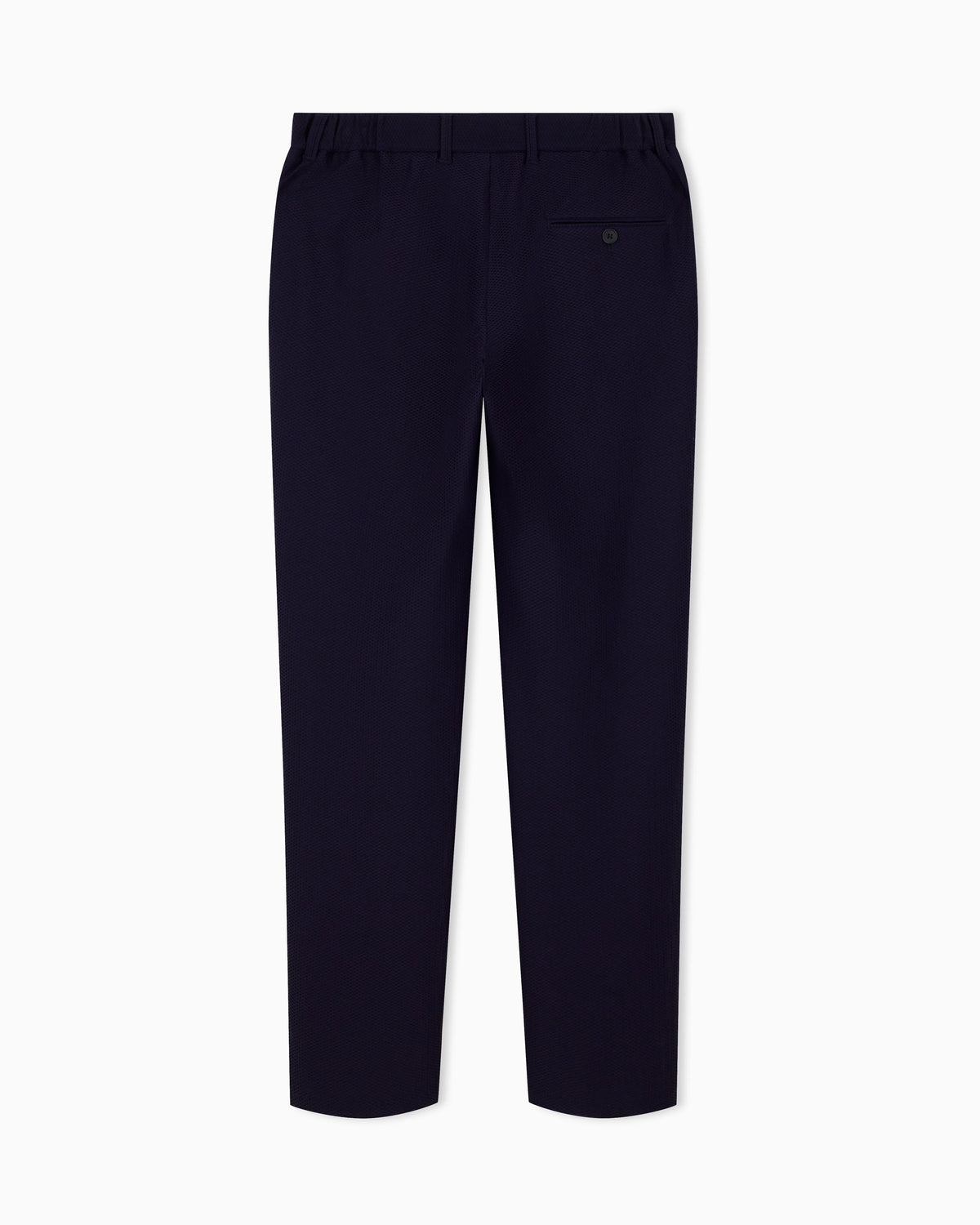 Flat front trousers in a technical gaufré honeycomb fabric