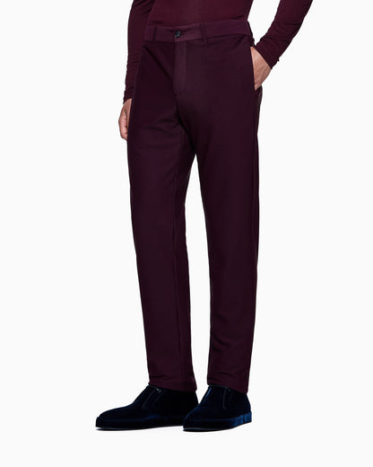Flat front trousers in a technical gaufré honeycomb fabric