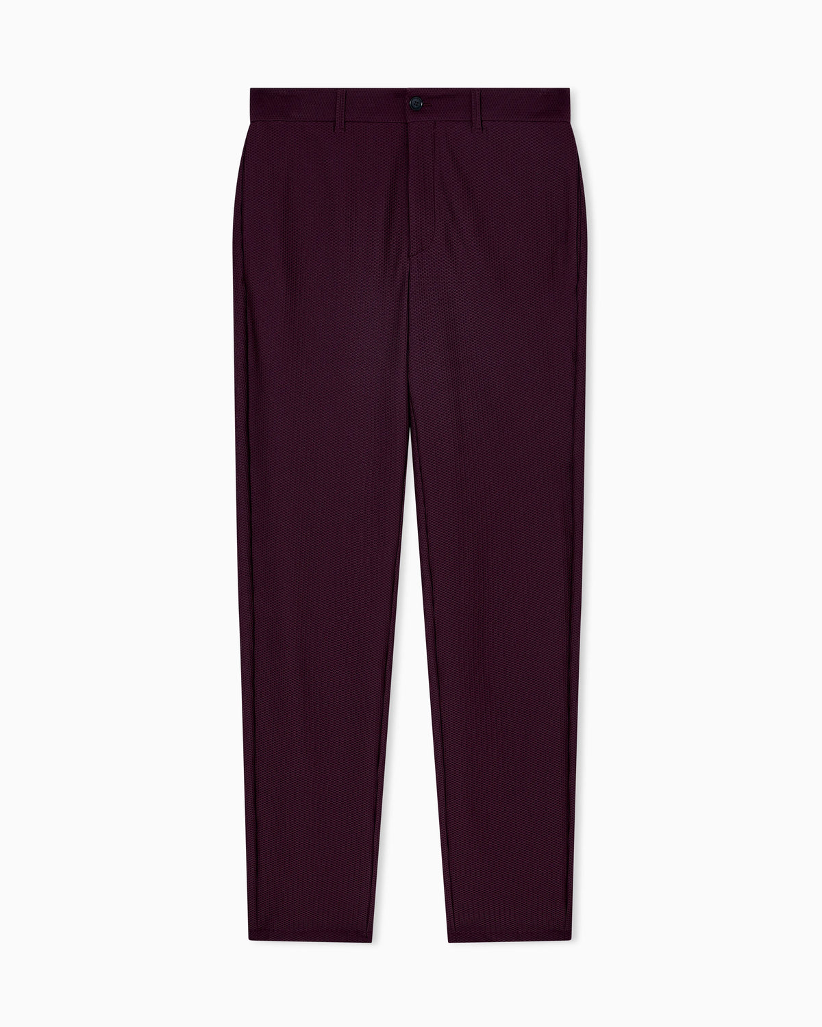 Flat front trousers in a technical gaufré honeycomb fabric