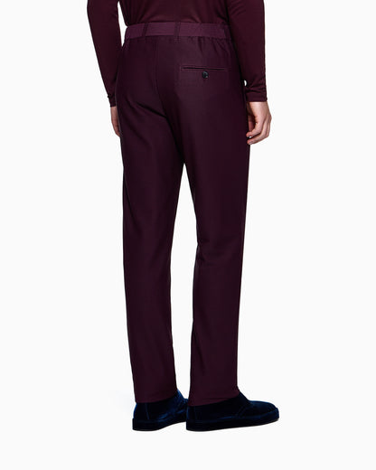 Flat front trousers in a technical gaufré honeycomb fabric