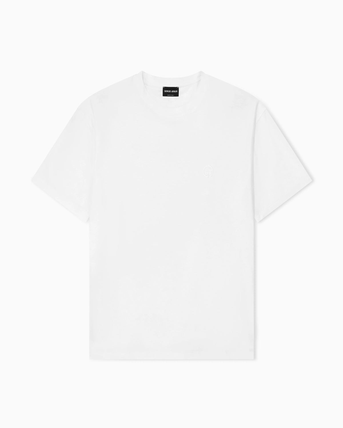 Crew neck t-shirt in cotton interlock and cashmere